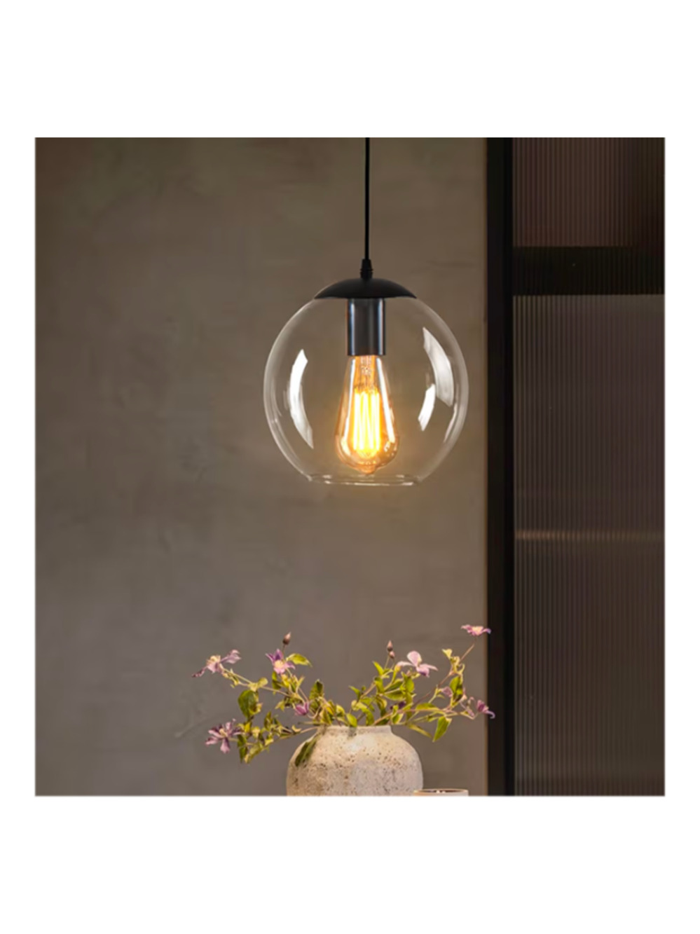 Glass Globe Pendant Light Modern Hanging Lighting Fixture